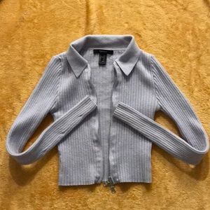 Purple long sleeve crop zip up forever 21 Small